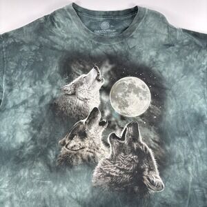 Vintage 2007 The Mountain Wolf Howling At Moon Tie Dye Animal T-Shirt - 2XL